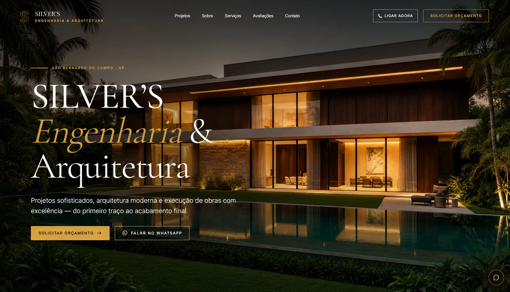 Site Silvers Construtora desenvolvido pela Apex Agency Studio